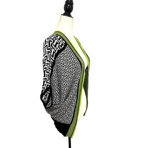 Spanner Open Front Cardigan‎ Geometric Print Neon Trim Kimono XS